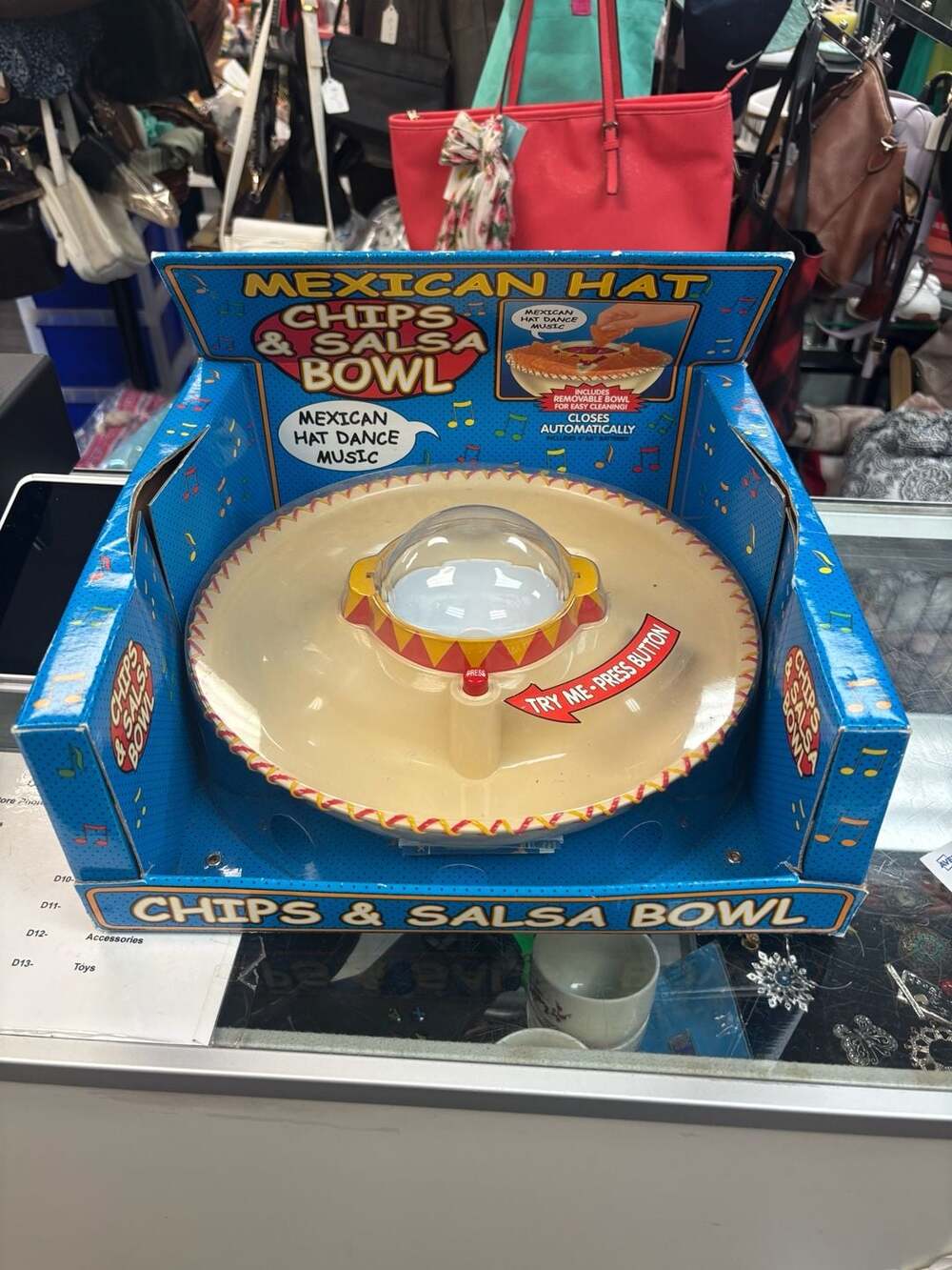 Musical Mexican Hat Chips & Salsa Bowl with Automatic Closing Lid